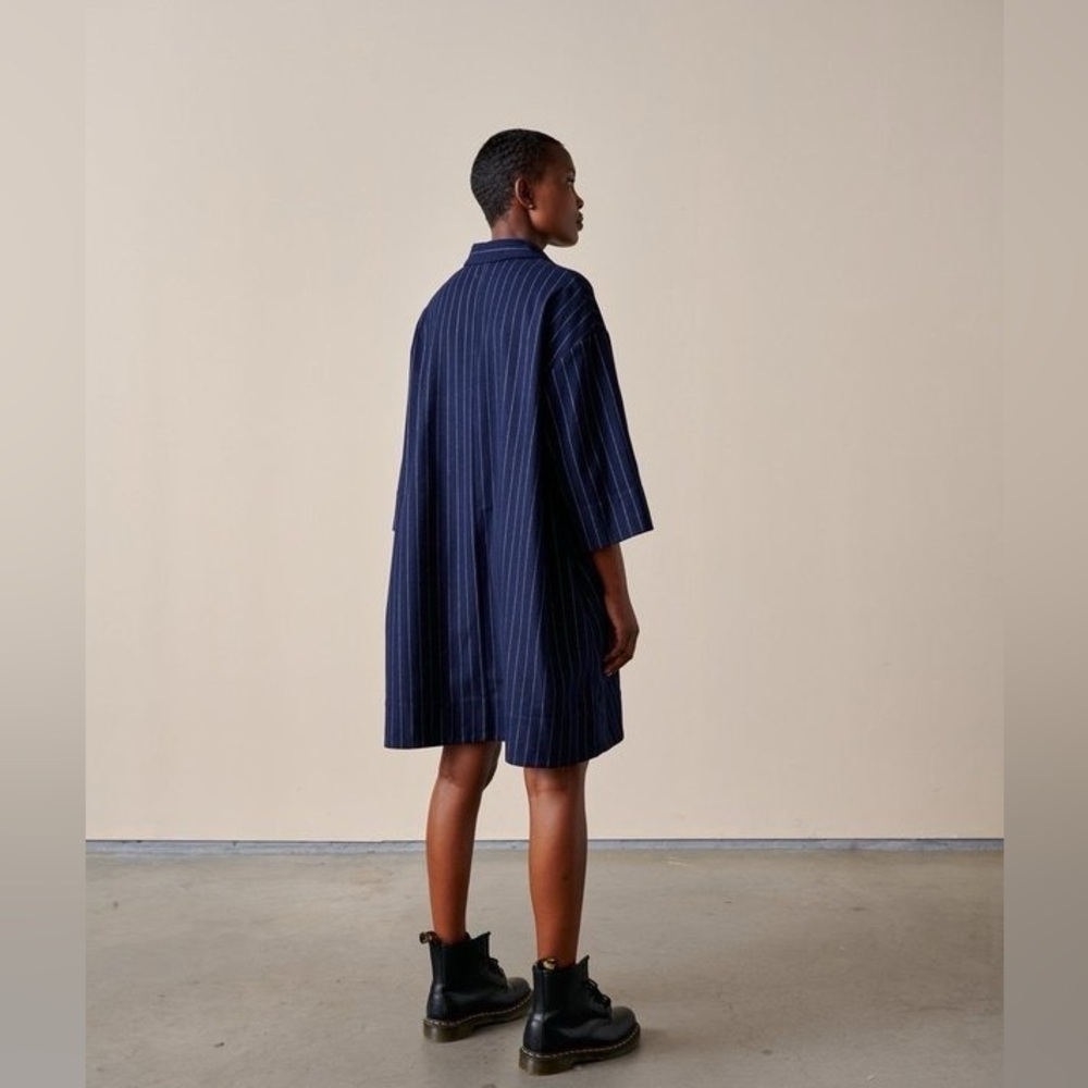 New! Bellerose Atelier Pine Stripe Navy Oversized Dress — image 7 of 8